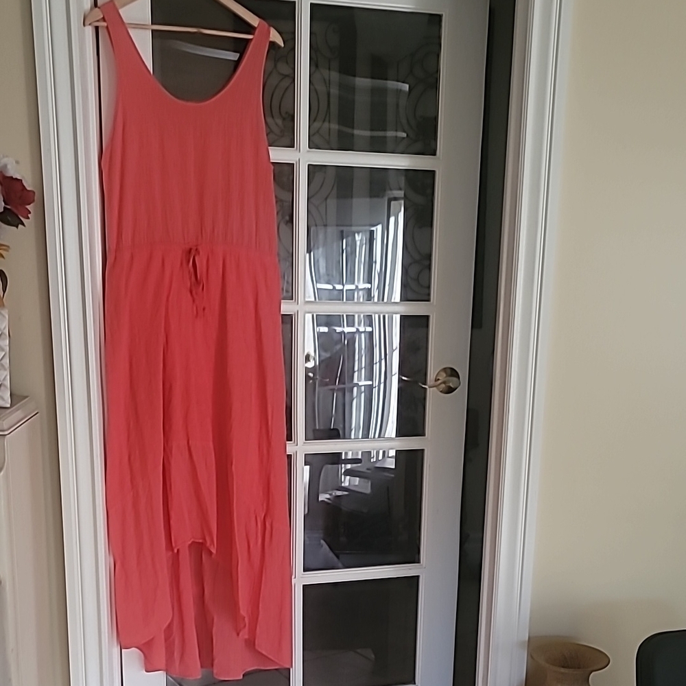 Michael Stars Hi- Low Draw String waist Sun Dress 100% cotton SZ S